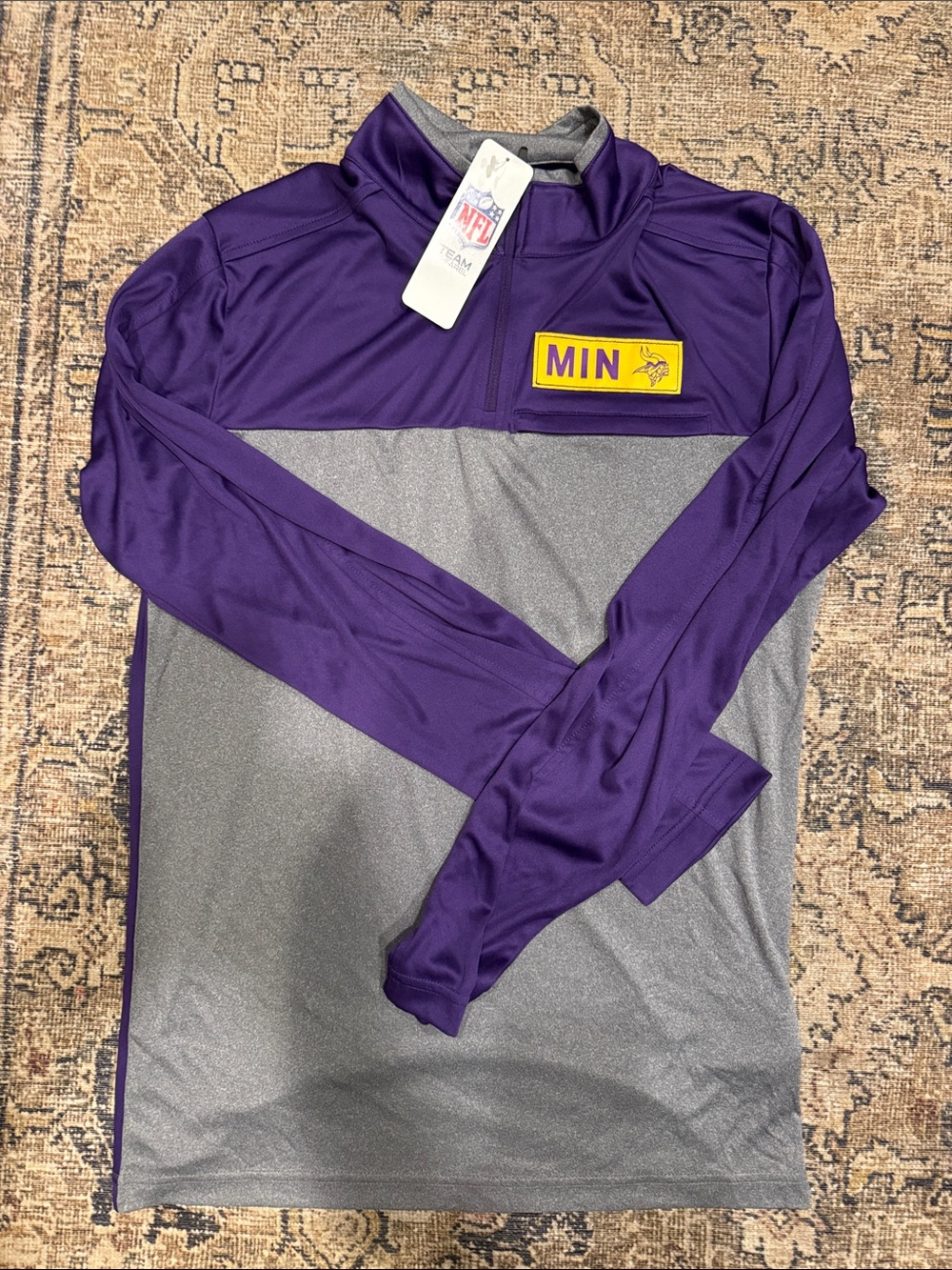 NFL Minnesota Vikings Purple and Gray Pullover Quarter-Zip